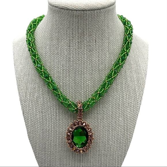 Crystal rope necklace with bezeled crystal pendant New! An OilNana creation